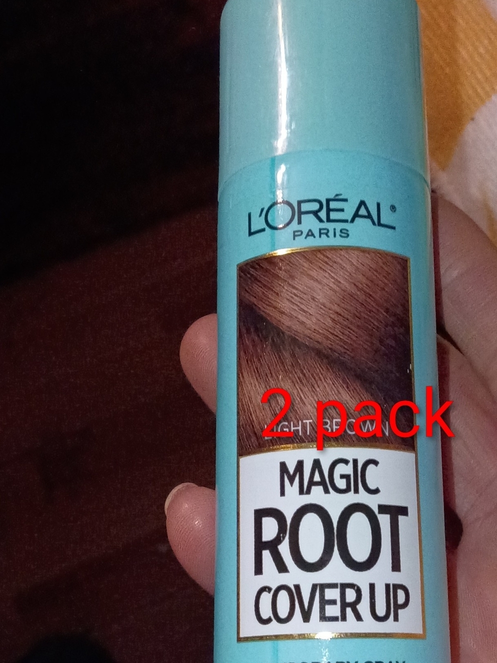 2 Pack L'Oreal Magic Root Cover Up Spray - Turquoise Bottle with Brown Swatch